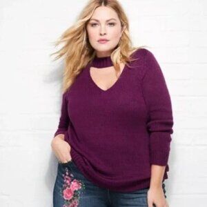 Torrid Long Sleeve Choker Cutout Knit Pullover 3x